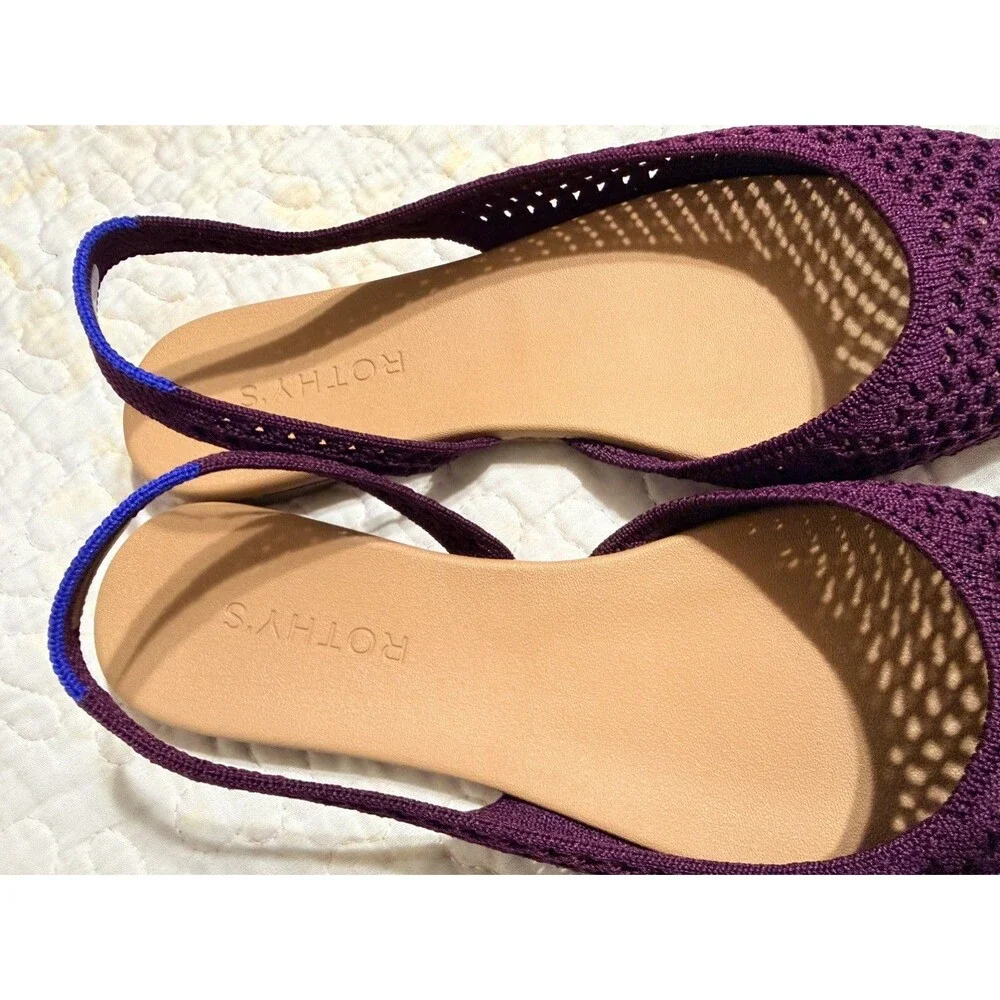 Rothy's flat woven knit slingback casual shoes sandals burgundy New Sz 8.5